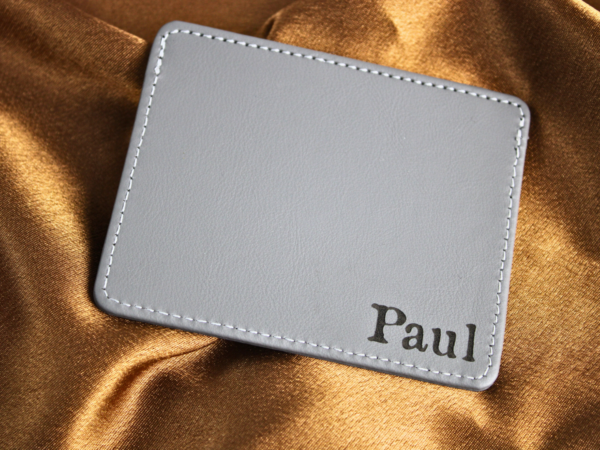 Leatherette Personalised Engraved Grey Card Holder Wallet Gift