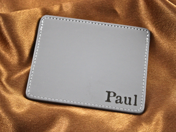 Leatherette Personalised Engraved Grey Card Holder Wallet Gift - Image 2