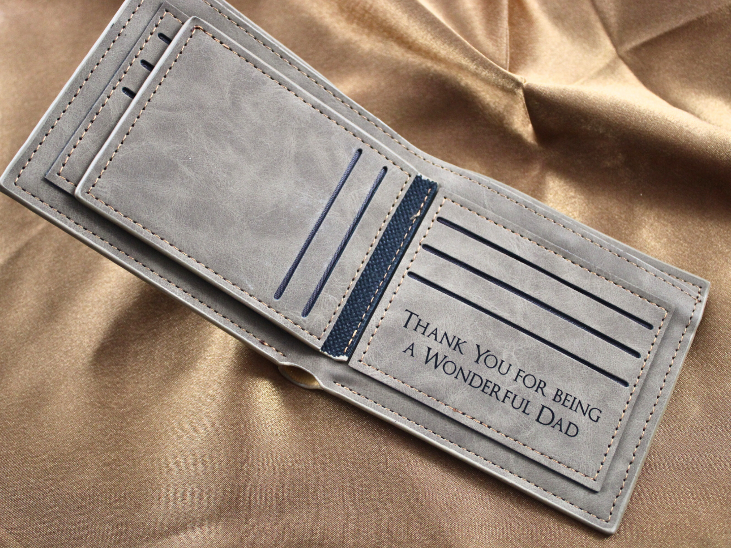 Leatherette Suede Personalised Engraved Grey Card Holder Wallet Gift - Image 3