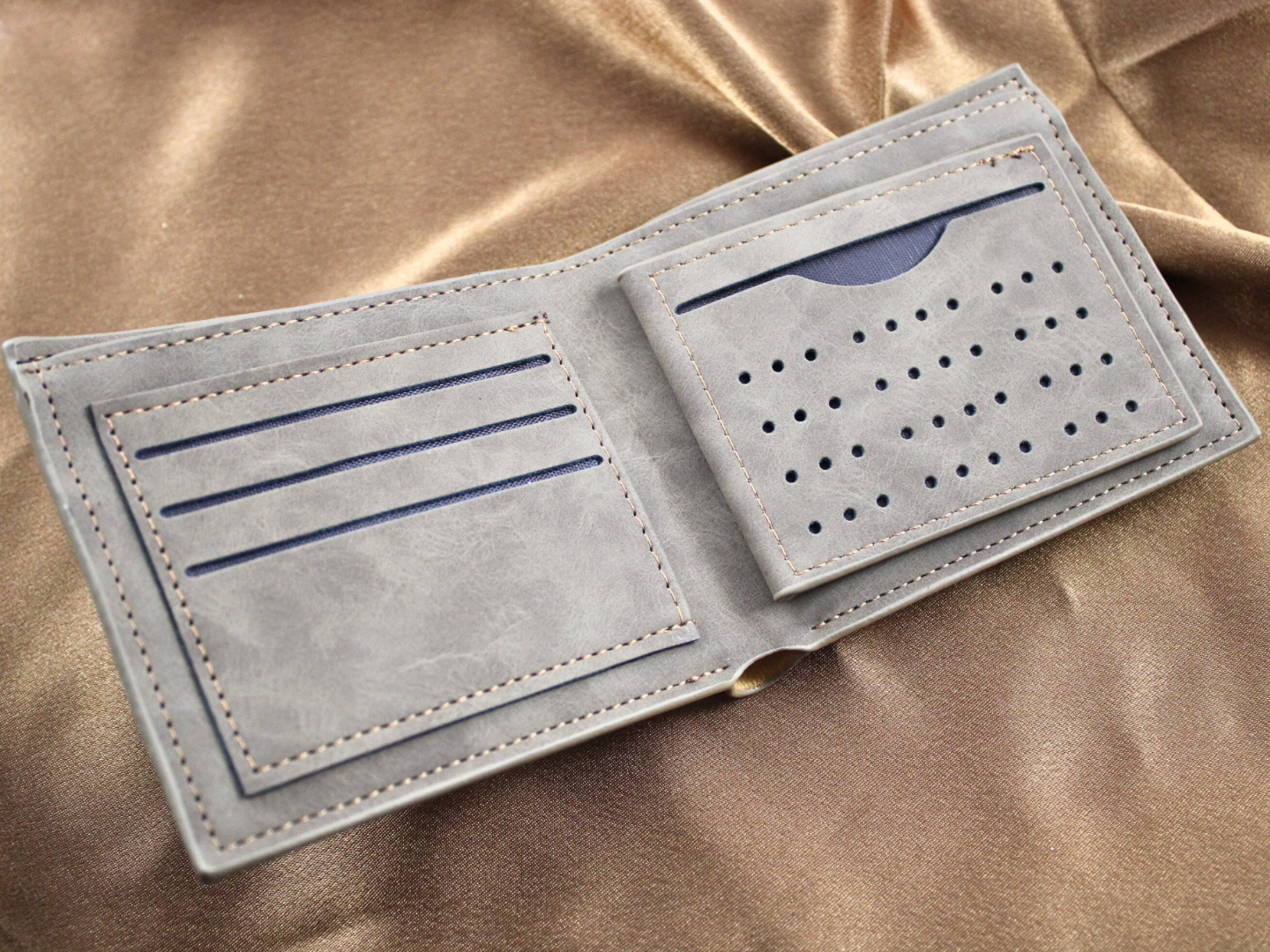 Leatherette Suede Personalised Engraved Grey Card Holder Wallet Gift - Image 2