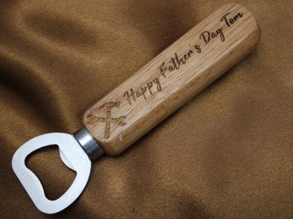 Personalised Tools 'Happy Father's Day'  Message Engraved Wooden Bottle Opener