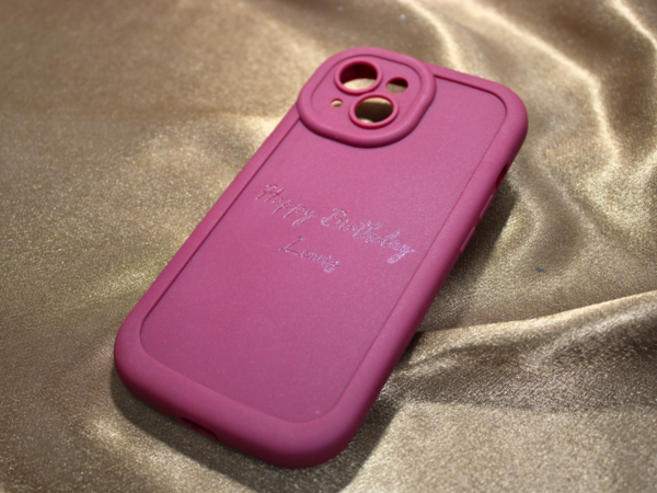 Protective Rounded Lined IPhone 13 Burgundy Personalised Engraved Case Cover - Image 2