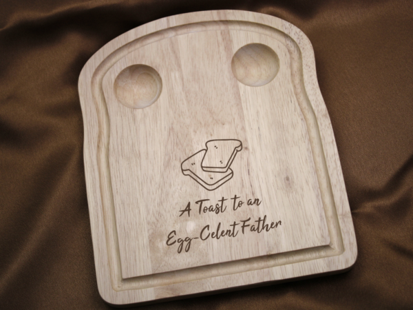 Toast Shaped Personalised Engraved Wooden Dippy Egg Breakfast Board with 2 Toasts Design - Image 2