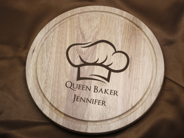 Chef Hat Baker Personalised Engraved Wooden Round Chopping Board 30 cm