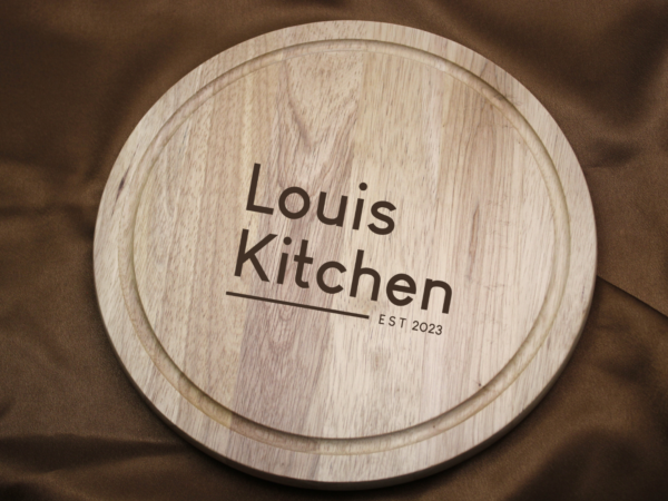 Kitchen EST/Since Design Personalised Engraved Wooden Round Chopping Board 30 cm - Image 2
