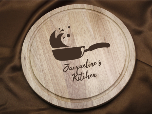Frying Pan Designed Personalised Engraved Wooden Round Chopping Board 30 cm - Image 2