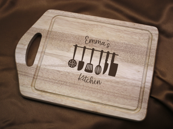 Kitchen Utensils Personalised Engraved Wooden Handled Chopping Board 35 cm - Image 2