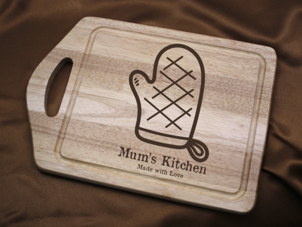 Kitchen Mitten Design Personalised Engraved Wooden Handled Chopping Board 35 cm