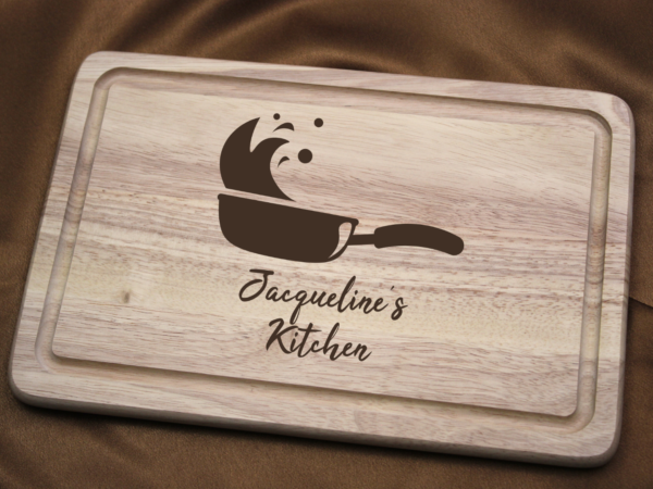 Frying Pan Design Personalised Engraved Wooden Rectangle Cutting Board 30 cm